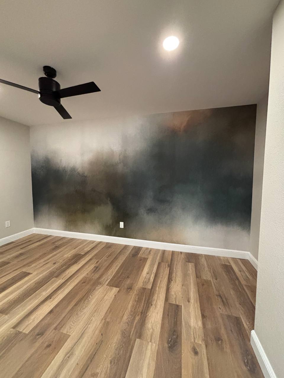 Patterned wallpaper installed with seamless alignment