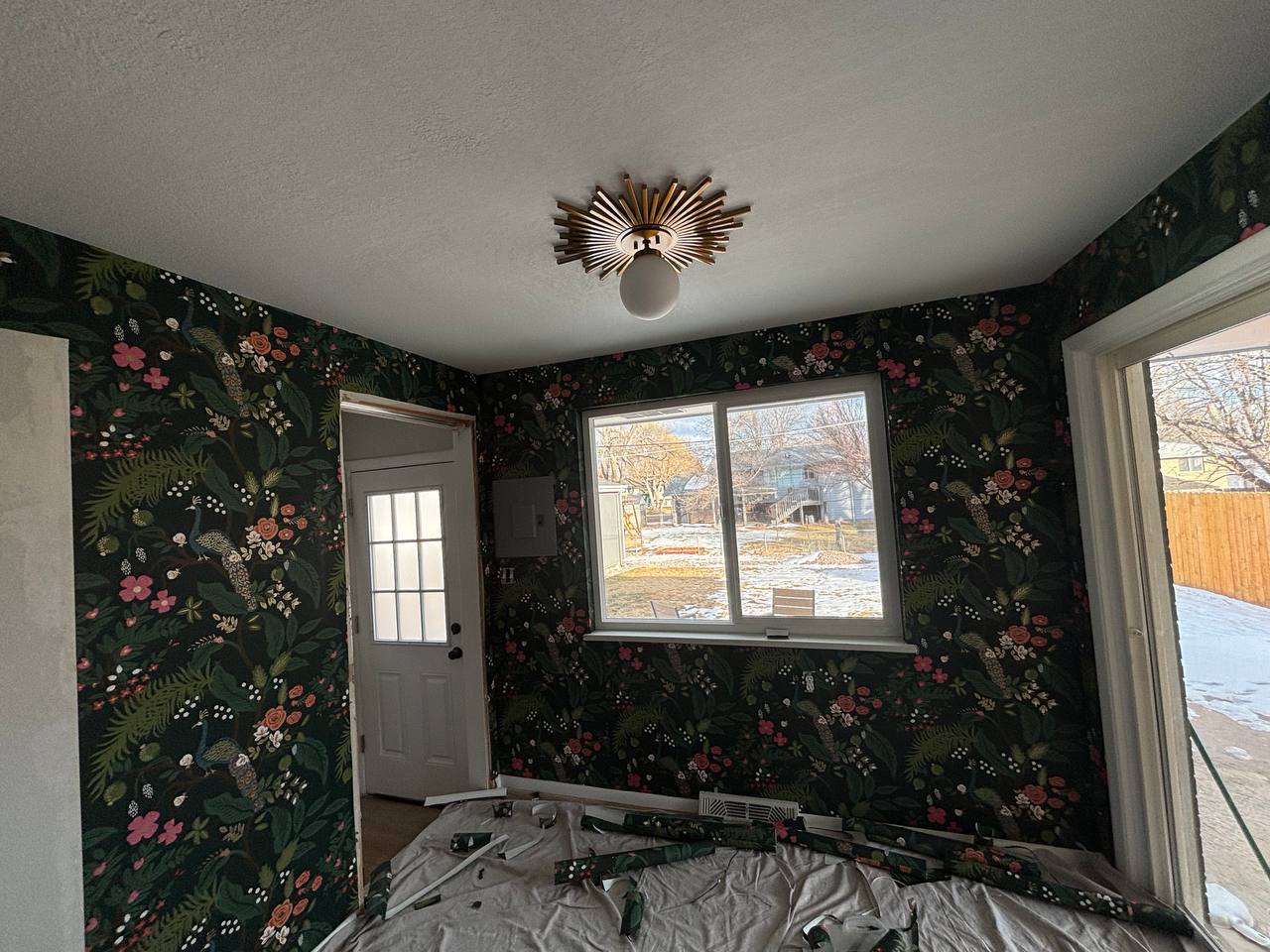 Modern wallpaper design installed in living room
