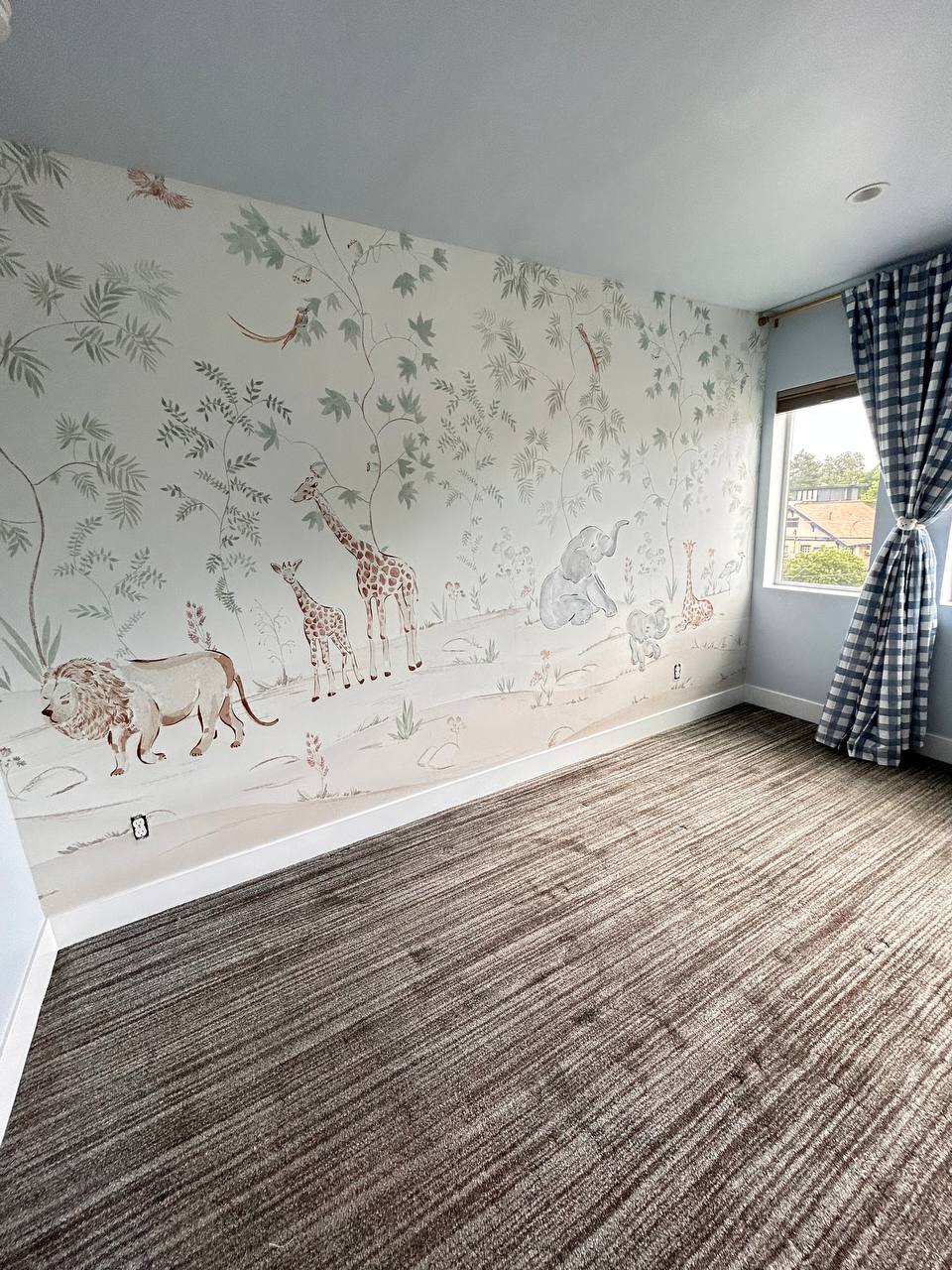 Designer wallpaper applied in luxury living room