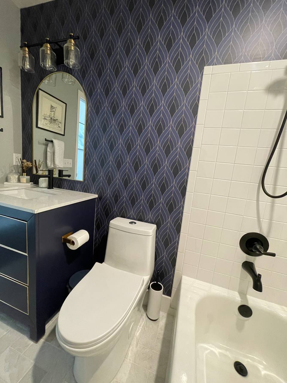 Bedroom wall revitalized with premium wallpaper