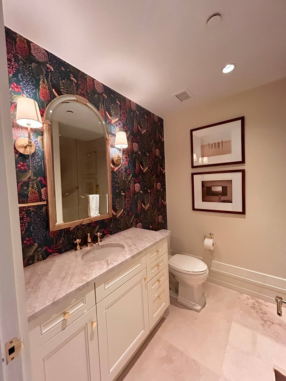 Floral wallpaper installed in modern Colorado home